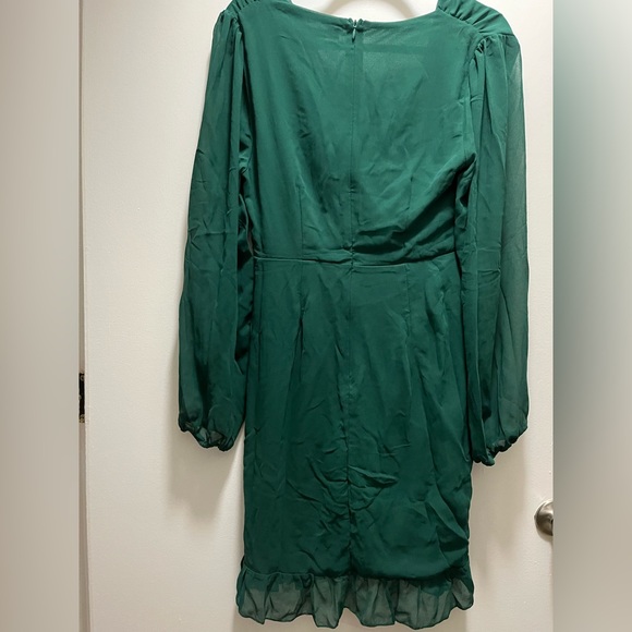 Green Ruffle Wrap Dress - Picture 2 of 3